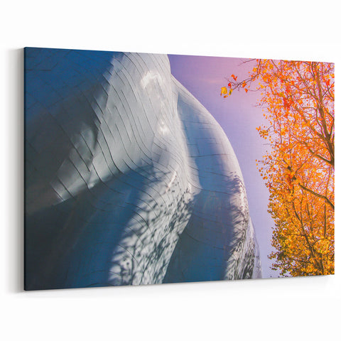 Stunning Seattle Skyline Art with Vibrant Autumn Tree - Cityscape Photography