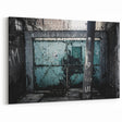 Masonry Wall Art - Weathered Industrial Gate on Distressed Wall Canvas Print