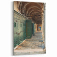 Masonry Wall Art - Arched Corridor with Green Doors Canvas Print