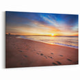 Wellington Landscape Paintings - Sunset Beach Footprints New Zealand Art
