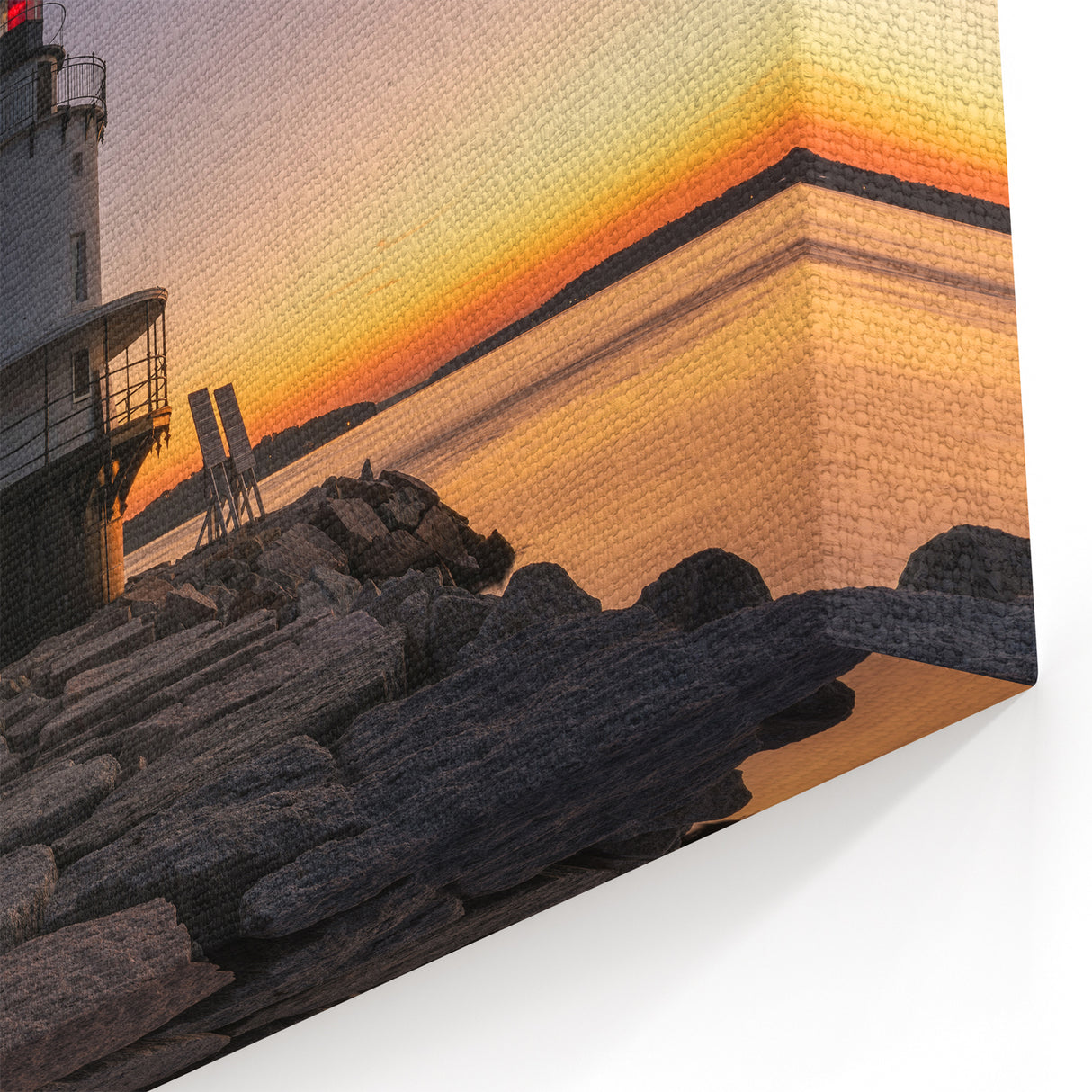 Wellington Harbor Art - Lighthouse at Sunset Scenic Coastal Print
