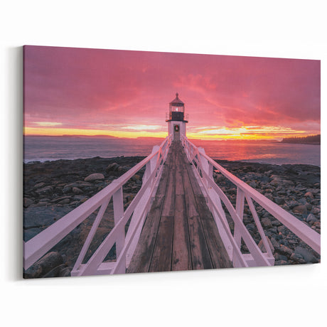 Wellington Harbor Art - Lighthouse Bridge at Vibrant Sunset Canvas Print
