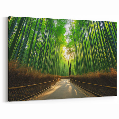 Tropical Canvas Art – Peaceful Bamboo Path Maui Nature Photography Print