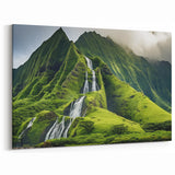 Oahu Nature Art - Scenic Waterfall and Mountain Photography Wall Decor