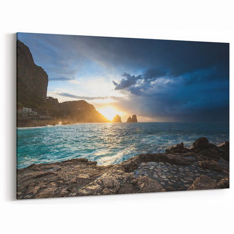 Capri Sunset Wall Art - Italian Coastal Views for Mediterranean Spaces