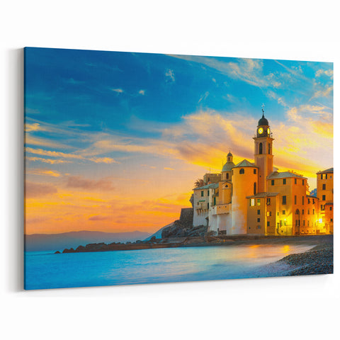 Cinque Terre Landscape – Italian Coastal Architecture at Sunset