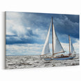 Wellington Harbor Art - Sailboat on the Open Sea with Dramatic Skies