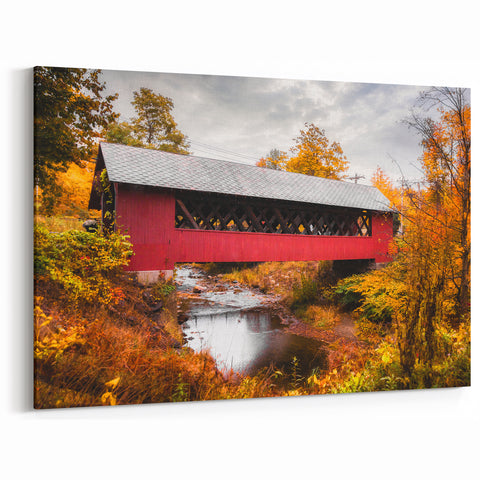 Historic Covered Bridge Wall Art – Rustic Red Bridge Canvas & Prints