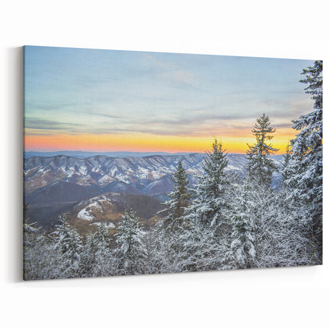 Virginia Landscape Art – Blue Ridge Mountains Winter Sunset Canvas Print