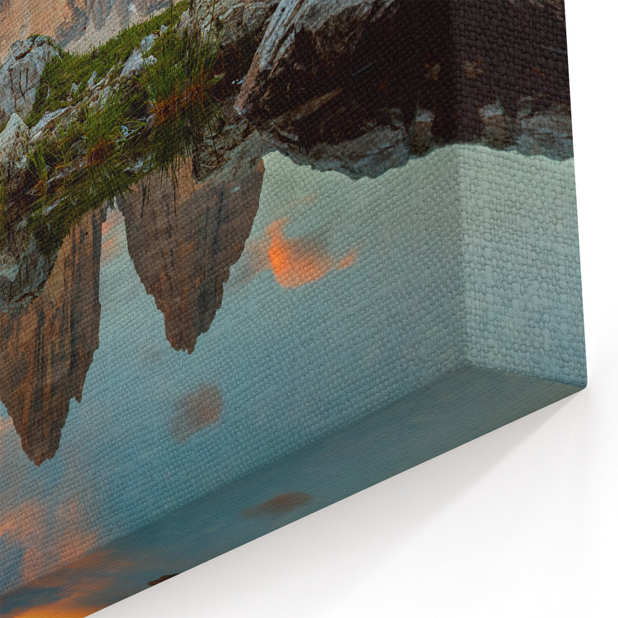Mountain Landscape Art - Dolomites Canvas Print with Reflection Scene