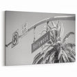 Black and White Hollywood Street Sign with Palm Trees - Classic Wall Art