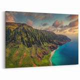 Kauai Landscape Art – Na Pali Coast Aerial View & Framed Print