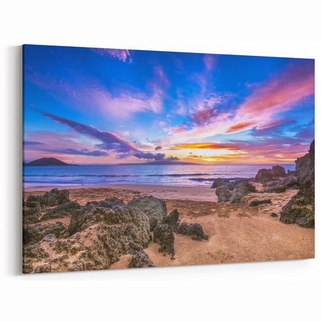 Tropical Kauai Art – Vibrant Sunset Beach Canvas & Framed Print