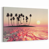 Tropical Maui Wall Art - Serene Island Sunset and Palm Trees Decor