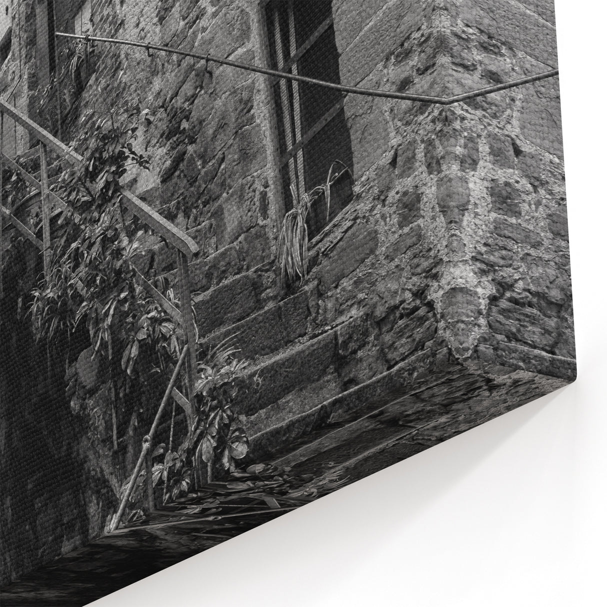 Masonry Wall Art - Historic Alleyway in Black and White Canvas Print