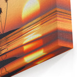 Hawaiian Beach Art - Serene Maui Sunset with Palm Trees on Canvas