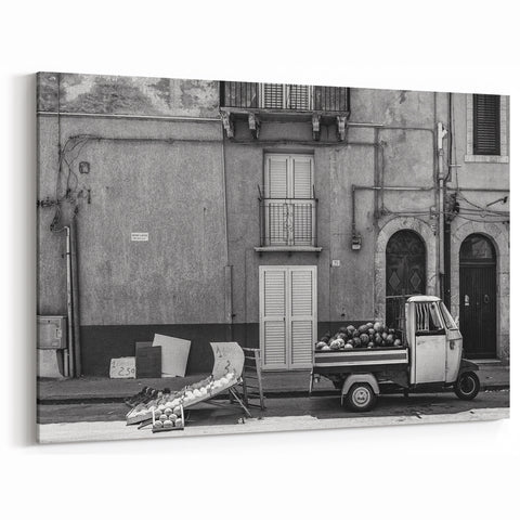 Masonry Wall Art - Vintage Italian Street Scene in Black and White Print