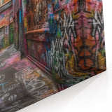 Masonry Wall Art - Colorful Urban Graffiti Alleyway Canvas Print