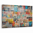 Masonry Wall Art - Vintage Urban Posters Collage on Brick Canvas Print