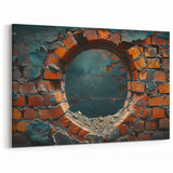 Masonry Wall Art - Rustic Brick Circle with Weathered Texture Print