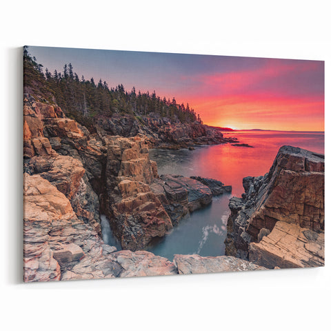 Coastal Maine Wall Art - Vibrant Sunset Over Acadia National Park Cliffs