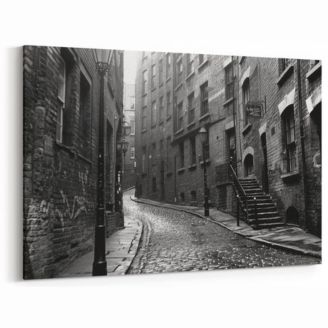 Classic Masonry Wall Art - Black and White Urban Street Canvas Print