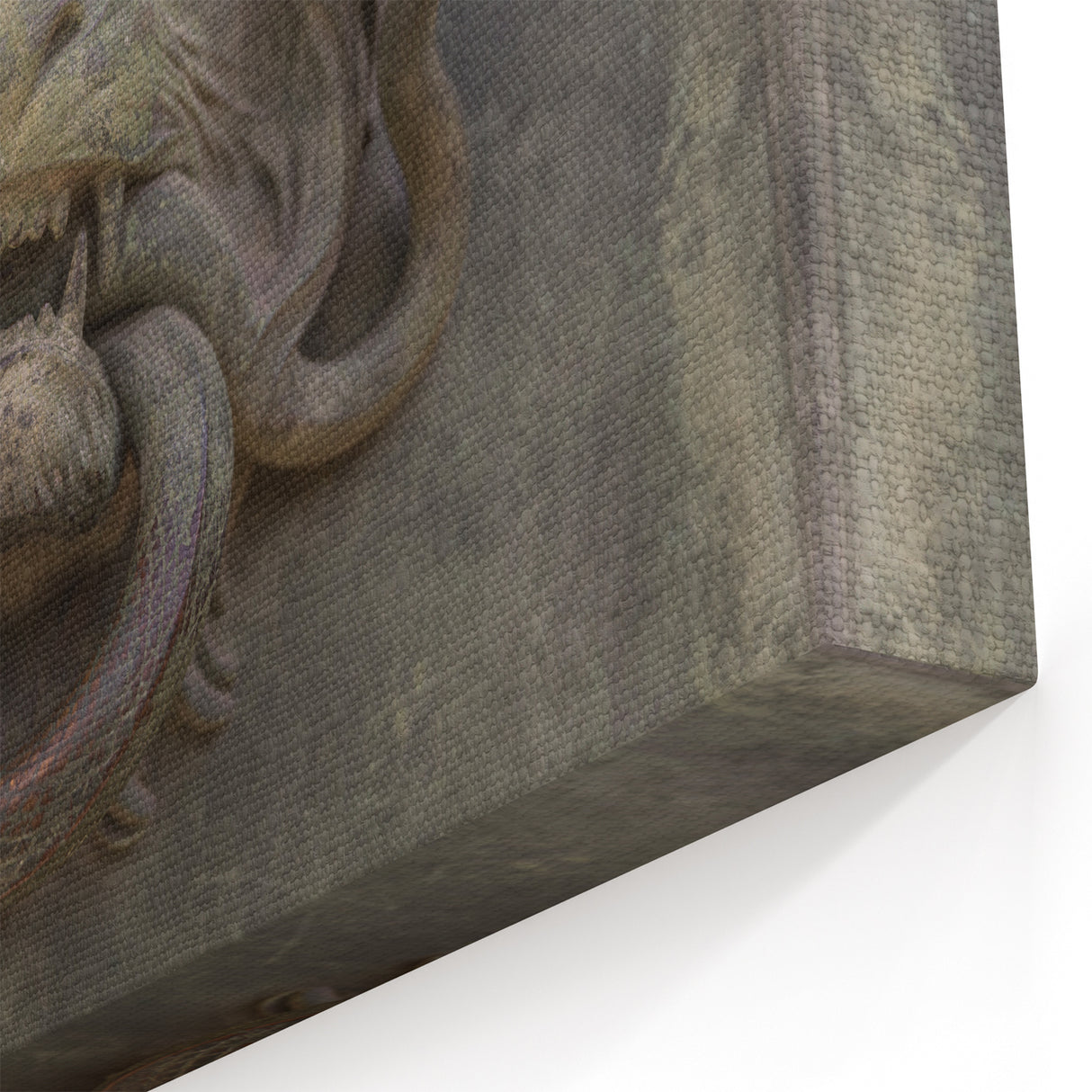 Regal Masonry Lion Wall Art - Intricate Stone Sculpture Canvas Print