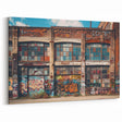 Urban Graffiti Masonry Wall Art - Colorful Brick Building Canvas Print