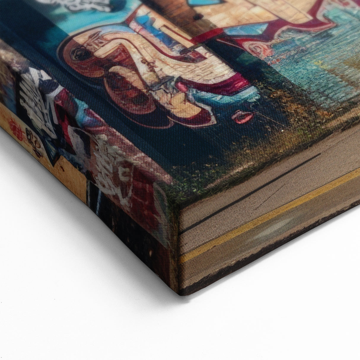 Urban Graffiti Masonry Wall Art - Colorful Brick Building Canvas Print