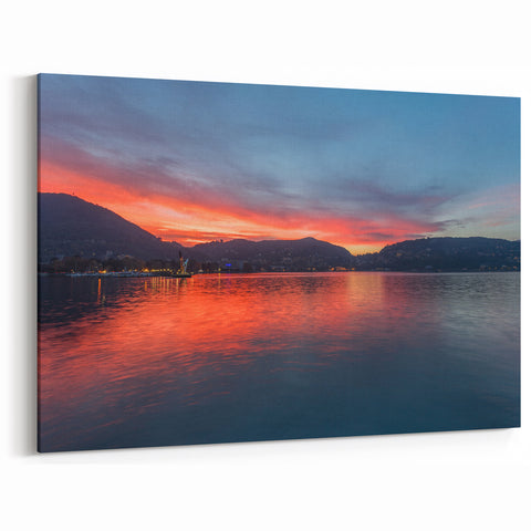 Lake Como Wall Art - Vibrant Italian Sunset Canvas Prints