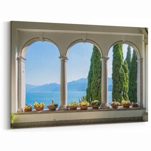 Lake Como Framed Art - Elegant Archway View of Italian Lake