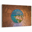 Lake Como Photography - Scenic Village View Framed by Stone Arch