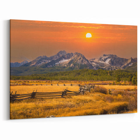 Idaho Wall Art - Sunset Over Mountain Landscape for Home Decor
