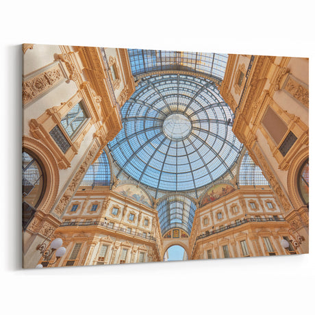 Milan Architecture Poster - Galleria Vittorio Emanuele II Glass Dome Art