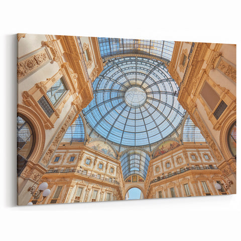 Milan Architecture Poster - Galleria Vittorio Emanuele II Glass Dome Art