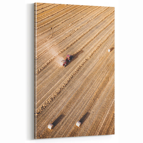 Harvest Glow - Aerial Farm Tractor Rustic Art