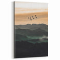 Twilight Flight Over Hills - Rustic Landscape Art