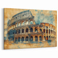 Rome Wall Art - Colosseum Vintage Style Italian Architecture Canvas