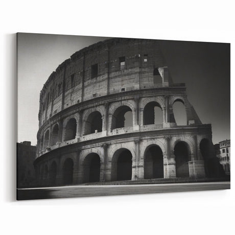 Rome Canvas Prints - Black and White Colosseum Architectural Art