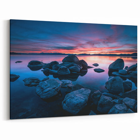 Twilight Serenity Art - Lake Tahoe Sunset Reflection Canvas Prints
