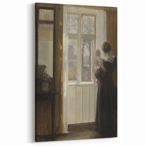 Woman with Child by Window – Dark Academia Wall Art, Vintage Gothic Prints