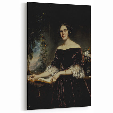 Woman with Book in Dark Dress – Dark Academia Wall Art, Gothic Portraits