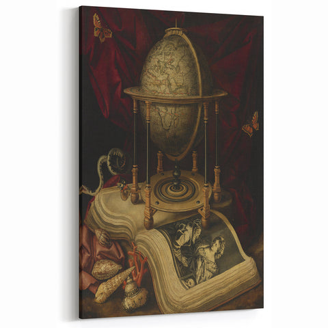 Globe and Open Book Still Life – Dark Academia Wall Art, Gothic Decor