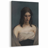 Portrait of Woman with Downcast Eyes – Dark Academia Wall Art, Moody Decor
