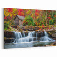 Babcock State Park Art - Fall Colors and Waterfall Framed Canvas Prints