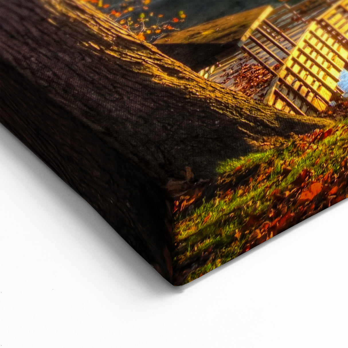 West Virginia Fall Art - Autumn Riverside Scene Framed Canvas Prints
