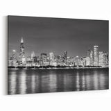 Chicago Photography Prints - Black and White Nighttime Skyline View
