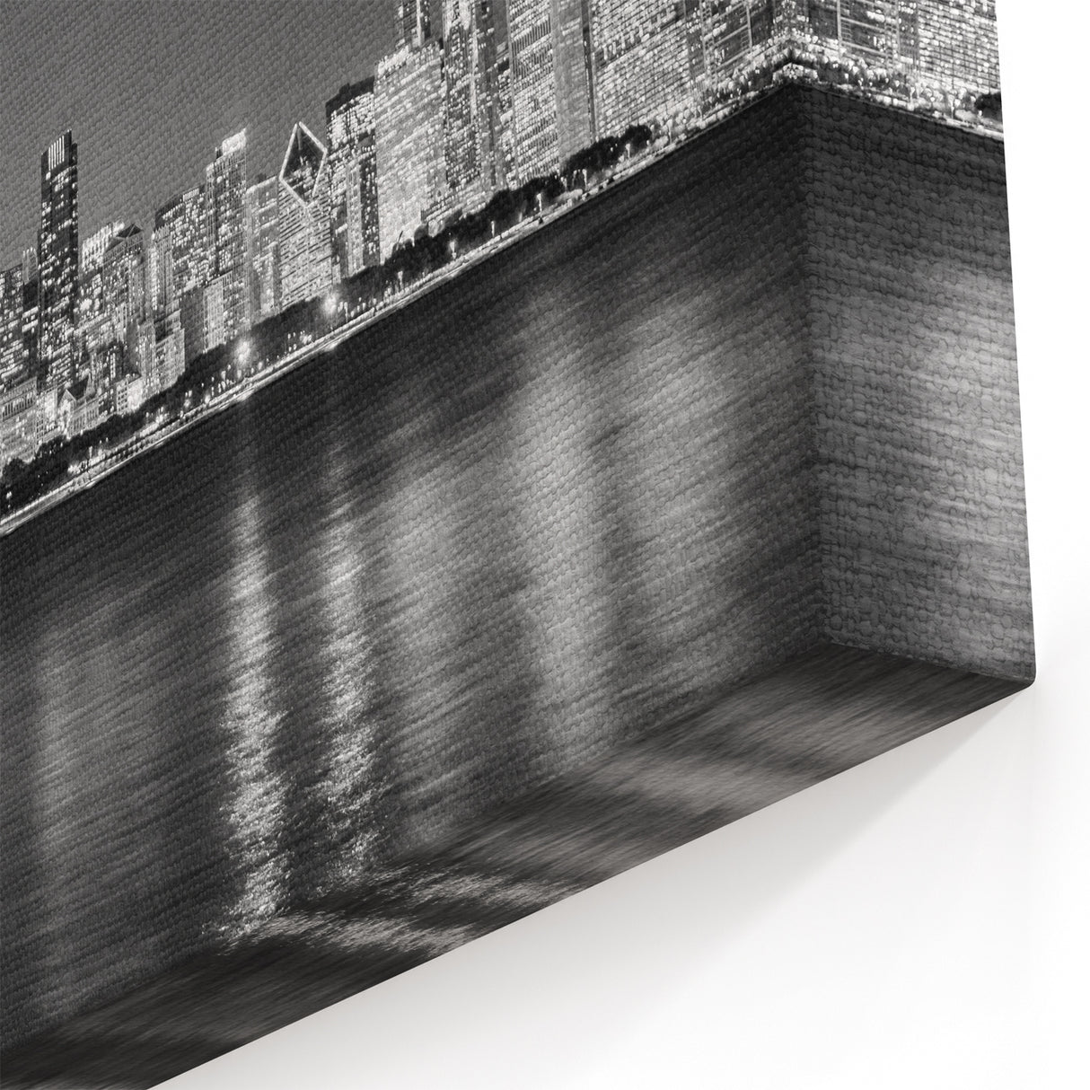 Chicago Photography Prints - Black and White Nighttime Skyline View