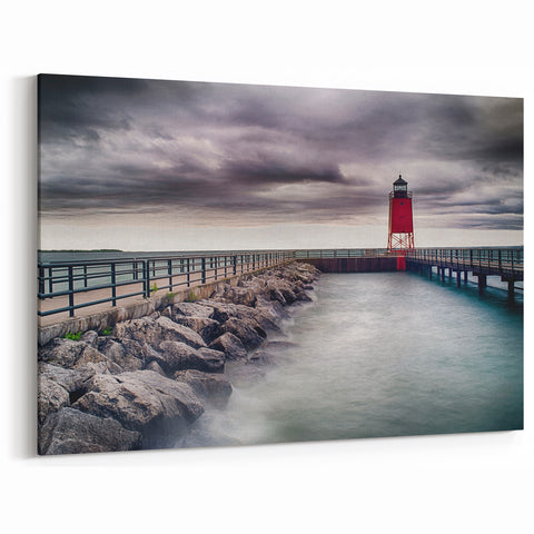 Framed Lake Michigan Art - Illinois Lighthouse Scenic Photography Print