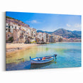 Italian Scenery Prints - Coastal Village and Boat in Sicily